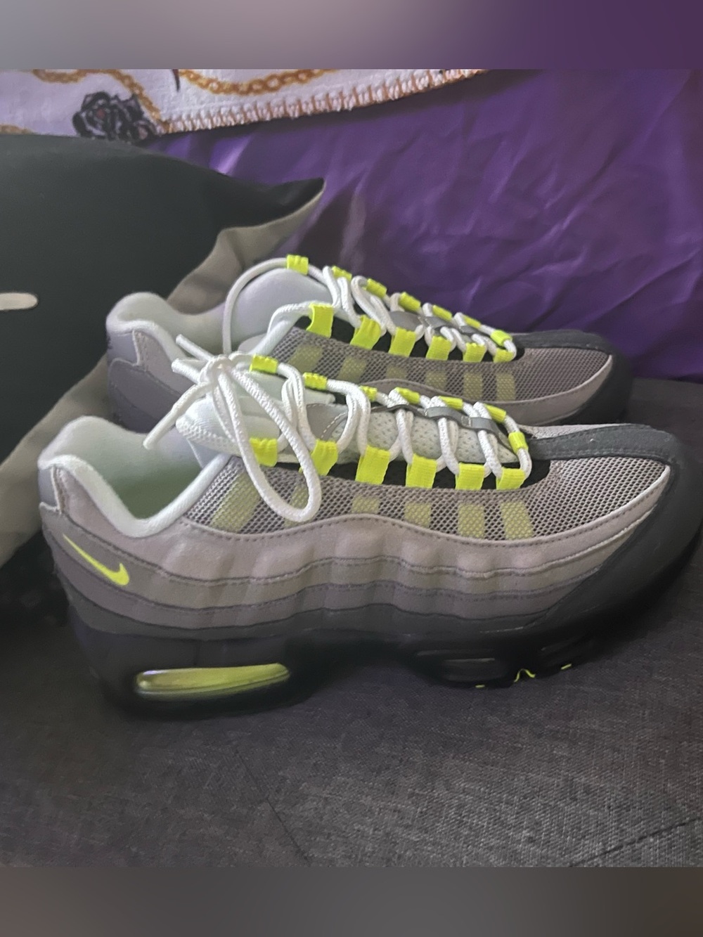 Nike Kids Air Max 95 — Grey with Neon Yellow Accents